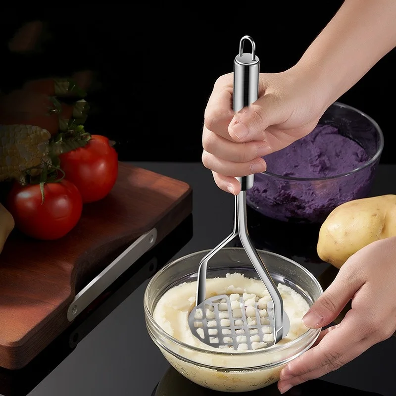 kf-S5f988776846a41179bbb394cdecb43f4R.webp Kitchen Gadget Creative Mud Press Masher Puree Juice Maker Stainless Steel Potatoes Crusher Pusher Fruit Tools Cocina Cozinha - Image 1