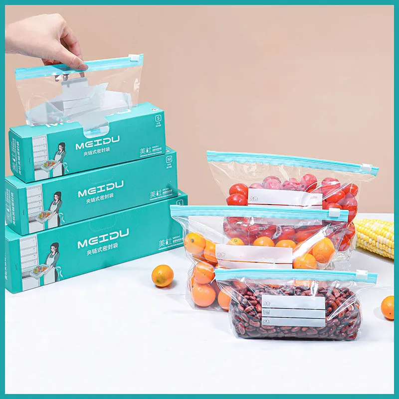 kf-S7818383bf6ca41cbad7ce656e61f2587o.webp Reusable Zipper Bag Stand Up Zip Shut Plastic Freezer Bag Fruit Vegetable Ziplock Kitchen Food Storage Organizer Pouch - Image 1