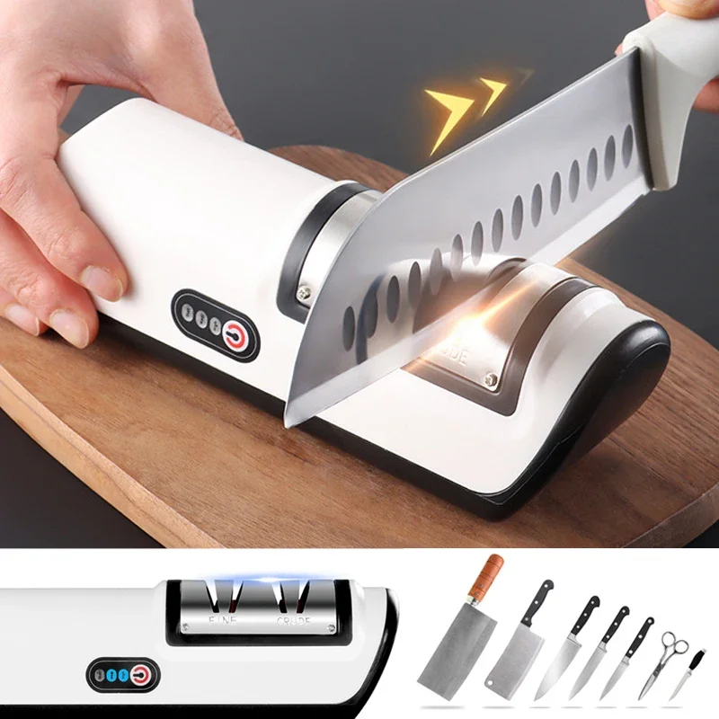 kf-S914fb3208e77418cb22afef87bb6d23dg.webp Kitchen Electric Knife Sharpener Multifunctional Automatic Professional 4 Gears Electric Knife Sharpener Kitchen Accessories - Image 1