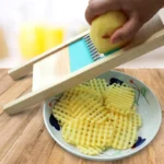 Fries Grid Stainless Potato Grid Steel Potato Kitchen Wooden Home Chip Shred Potato Vegetable Cutter Grater Slicer or Hand Guard