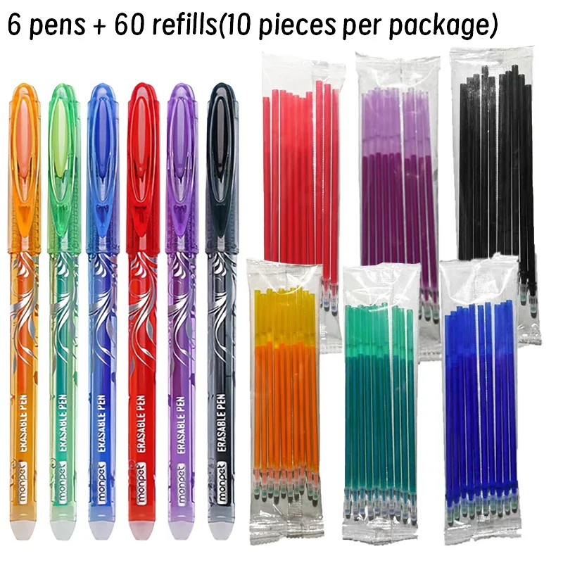 kf-Sb428ec7615e546d7befab654a34ed83d3.webp Erasable Pen 0.5mm Set 6 Color Ink Gel Pen Erasable Refill Rod Washable Handle School&Office Writing Stationery Gel Ink Pen - Image 1