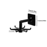 1pc Black Kitchen Rotating Punch-free Wall-mounted Shelf 6 Rotating Hooks Pot Shovel Chopping Nail-free Adhesive Hook Rack - Image 6