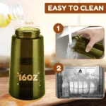 16oz/470ML Light-Blocking Dark Oil Sprayer for Cooking 2 in 1 Olive Oil Dispenser Bottle for Kitchen Dark Green Glass Oil Bottle - Image 4